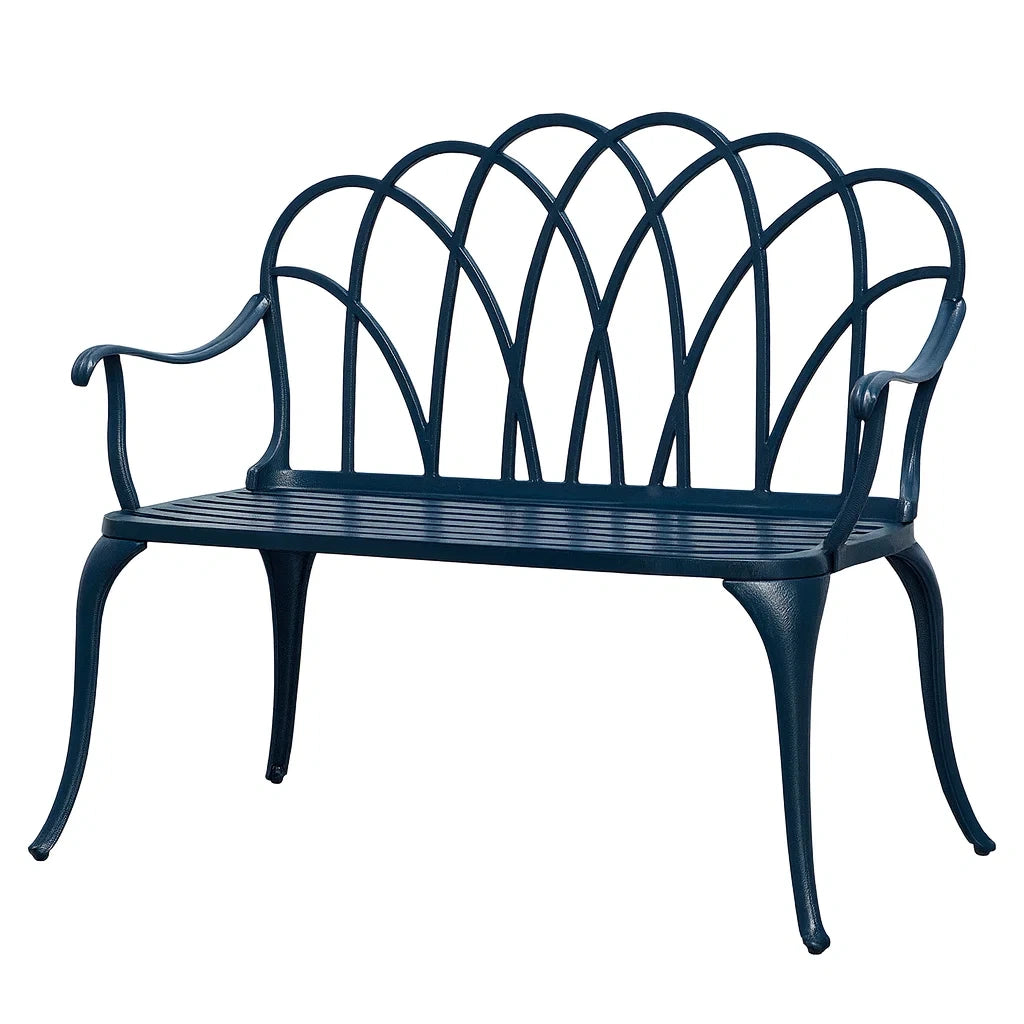 Gusseisen Gartenbank Blau 2-Sitzer
