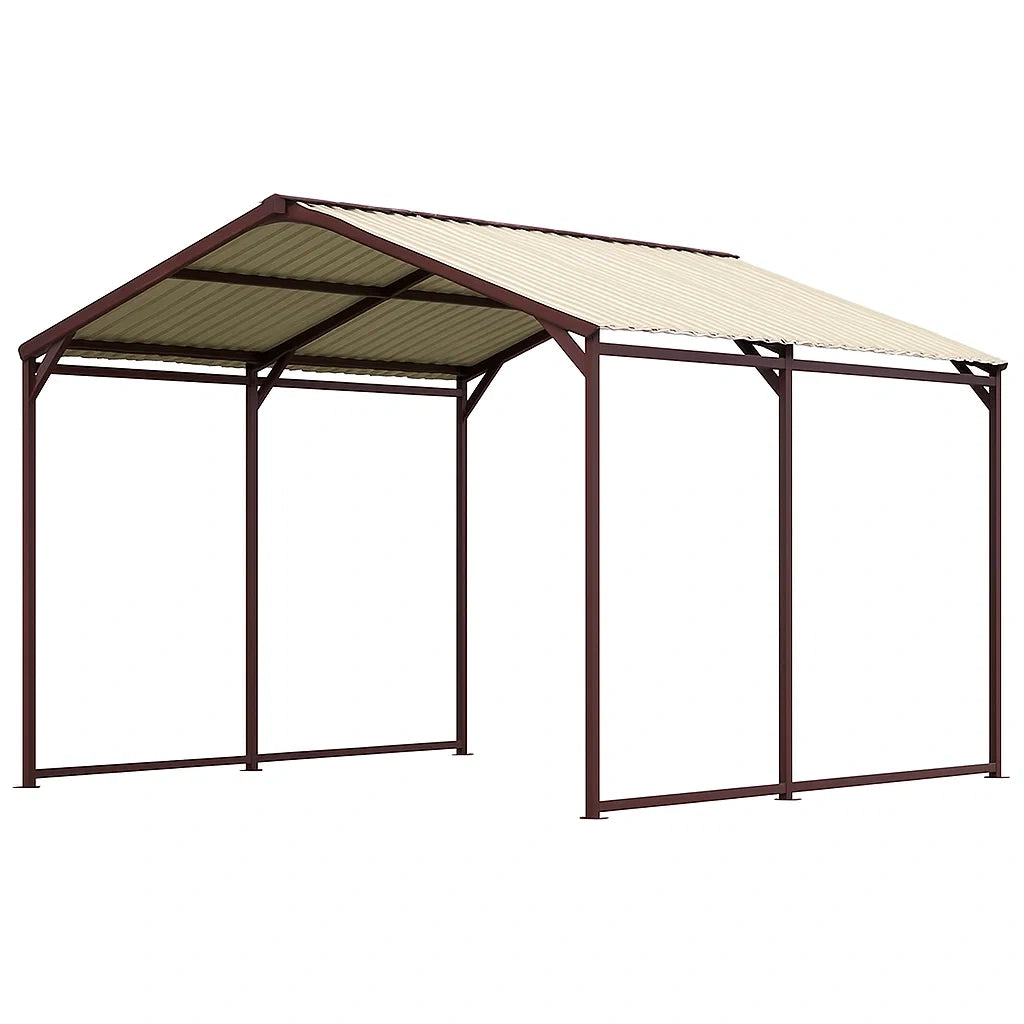 Metall-Carport mit PVC-Wellblechdach Beige 300x600 cm