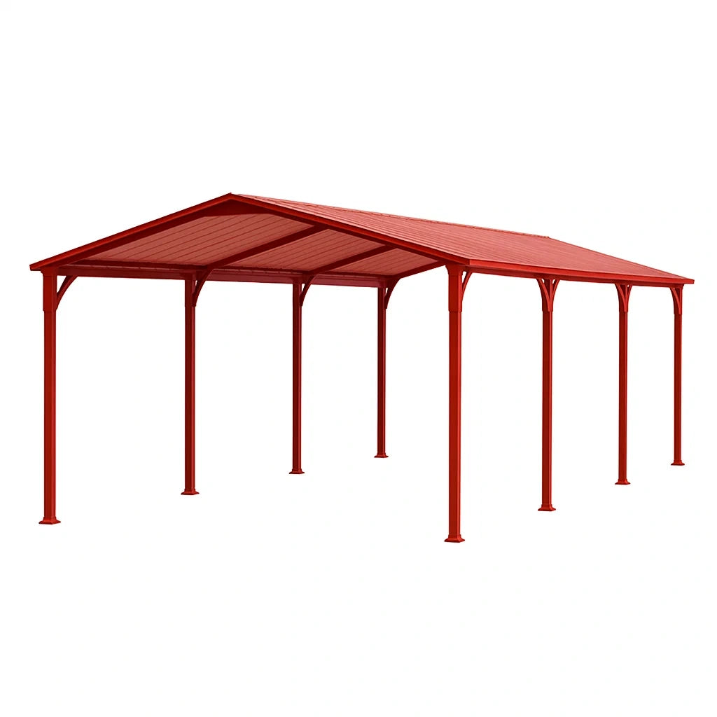 Roter Metall-Carport 6x3 m