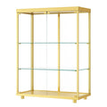 Vitrine aus Glas mit Metallrahmen, Gold, 80x30x110cm