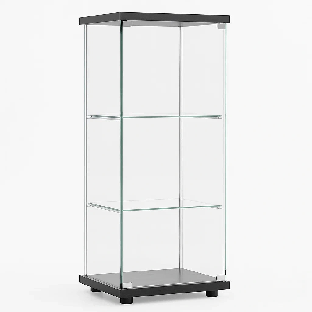 Vitrine aus Gehärtetem Glas mit Holzfaserplatte, 120x40x30cm