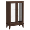 Holz Vitrine mit Glastüren und Metallgriffen, 80x30x120 cm, Braun/Transparent
