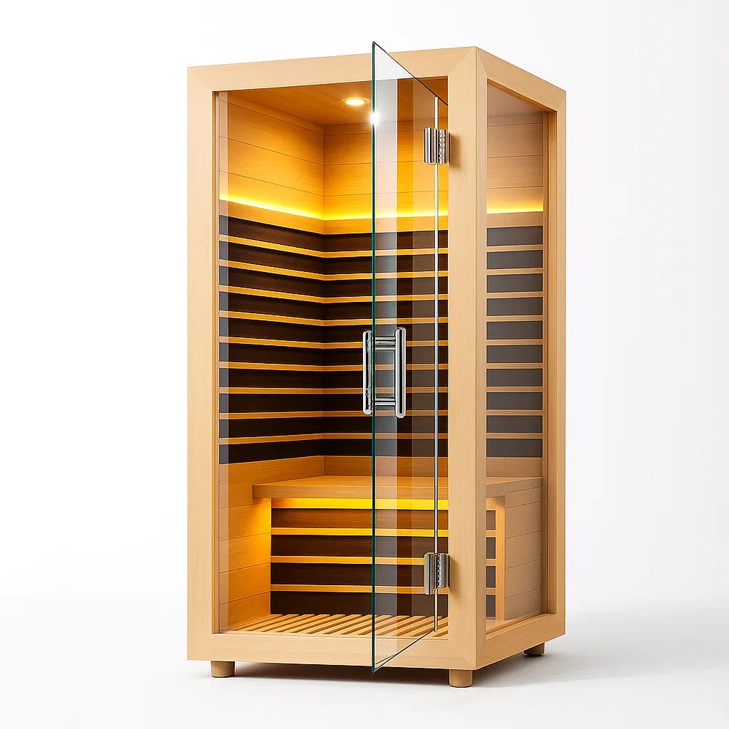 Infrarotkabine Einzelsauna Zedernholz 8 mm Sicherheitsglas