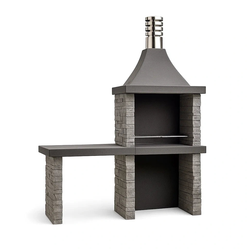 Gartenkamin Grillstation Beton Steinoptik Grau