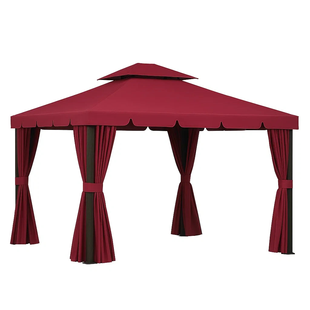 Gartenpavillon Rot Stahl Polyestergewebe 3x3m