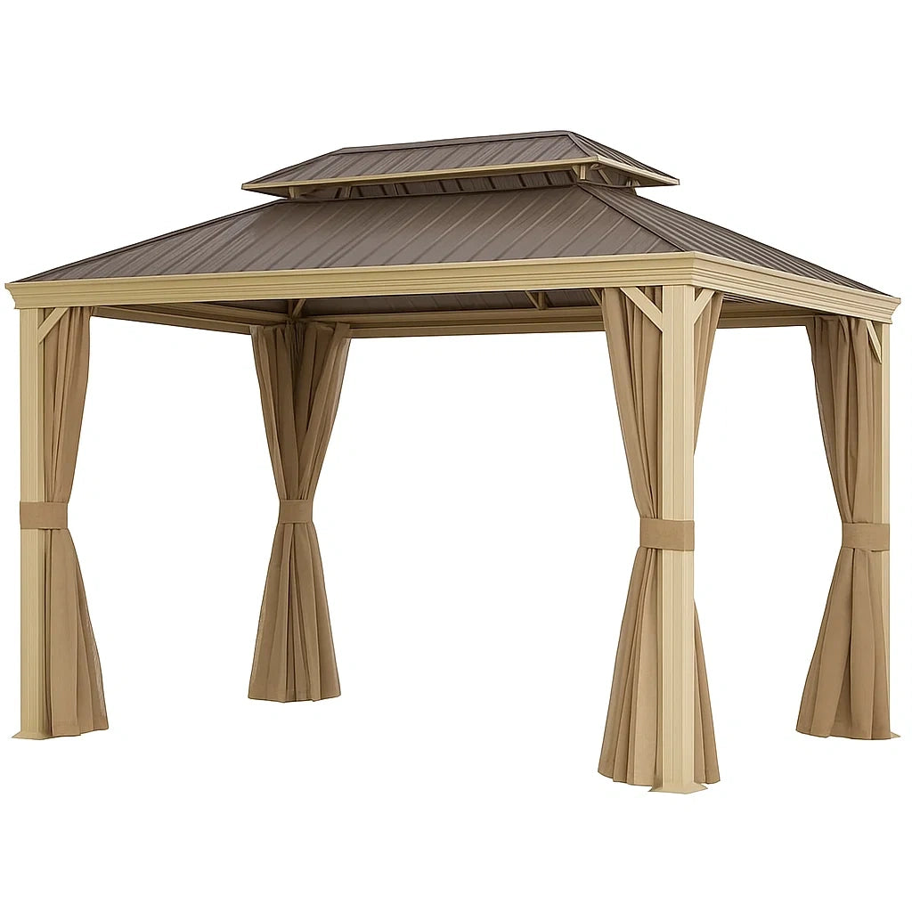Gartenpavillon Aluminium Polycarbonat Braun/Beige 300x400 cm