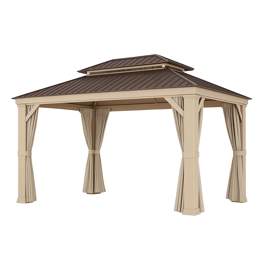 Gartenpavillon Aluminium mit Stahl-Dach Beige 3x4m
