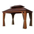 Holzpavillon mit Aluminiumdach und Polyesterwänden 300x400x280 cm Braun