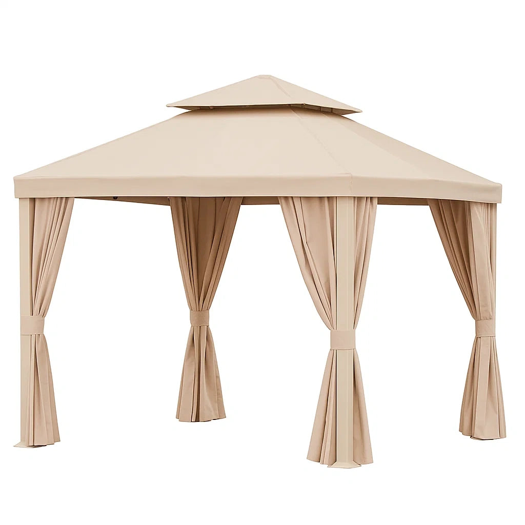 Pavillon Beige Stahl Polyester 3x3x2.7m