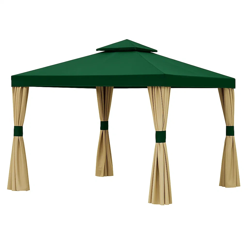 Gartenpavillon aus Polyester Grün Beige 3x3m