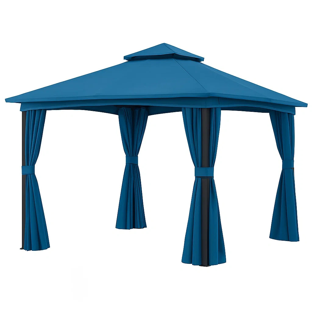 Pavillon Metallrahmen Blau Polyester 300x300 cm