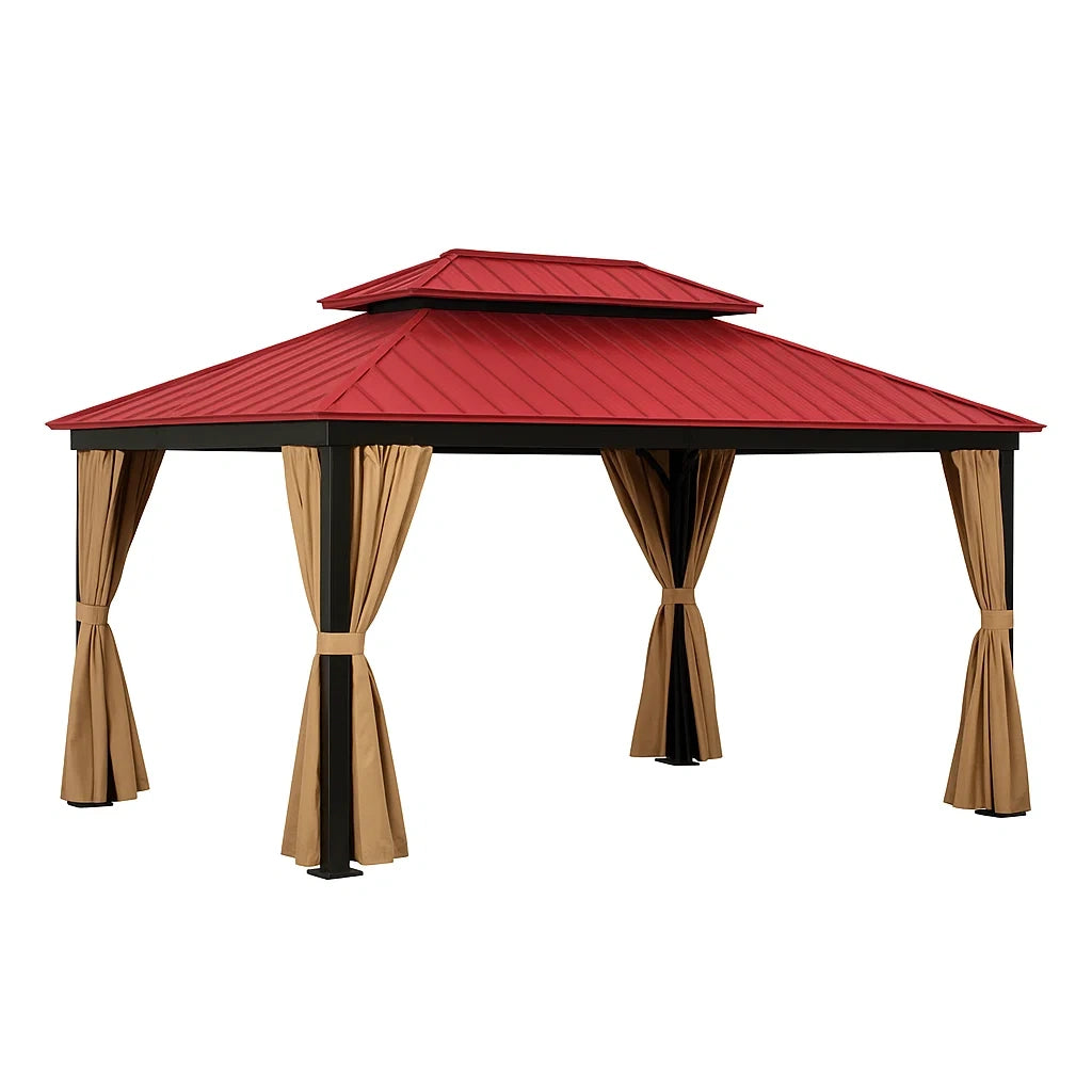 Gartenpavillon Aluminiumrahmen Rot Polyester 3x4m