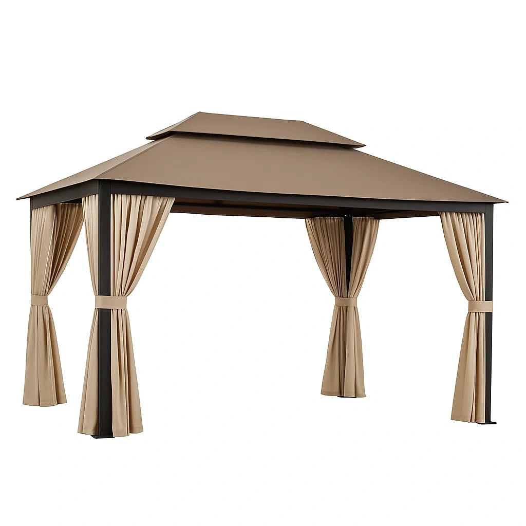 Gartenpavillon Aluminium Dunkelbeige Polyester 3x4m