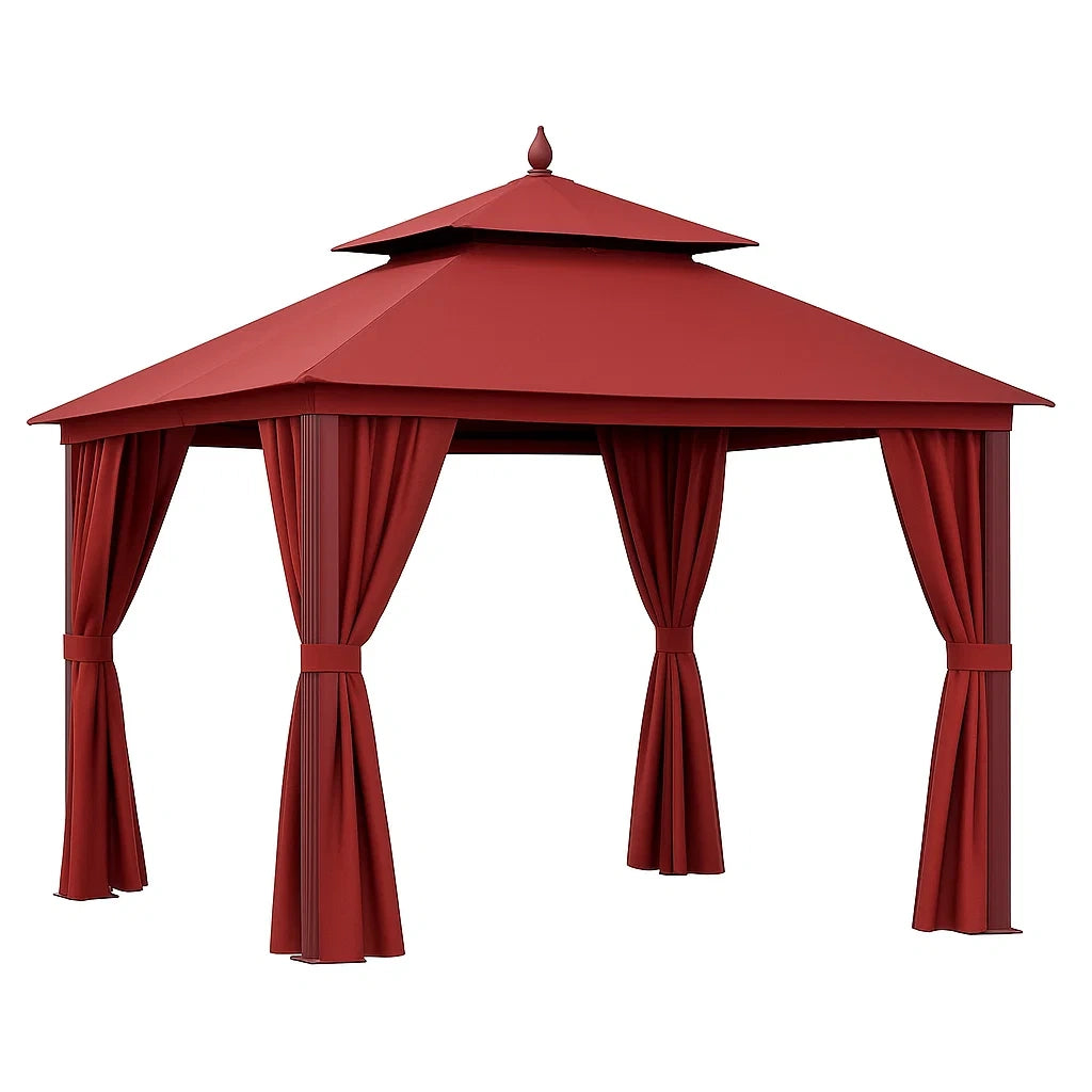 Pavillon Rot Stahl Polyester 3x3x2,7m