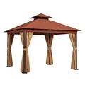 Gartenpavillon aus Stahl und Polyester 3x3m Braun und Beige