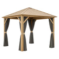 Holzpavillon mit Aluminiumdach und Vorhängen, 300x300x270cm