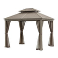 Aluminium Pavillon mit Mesh-Vorhängen 300x300x265 cm Beige