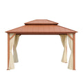 Pavillon aus Aluminium mit Polyester-Vorhängen Braun 300x300x250 cm