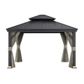 Aluminium Pavillon mit Polycarbonat-Dach und Polyester-Vorhängen 300x400 cm