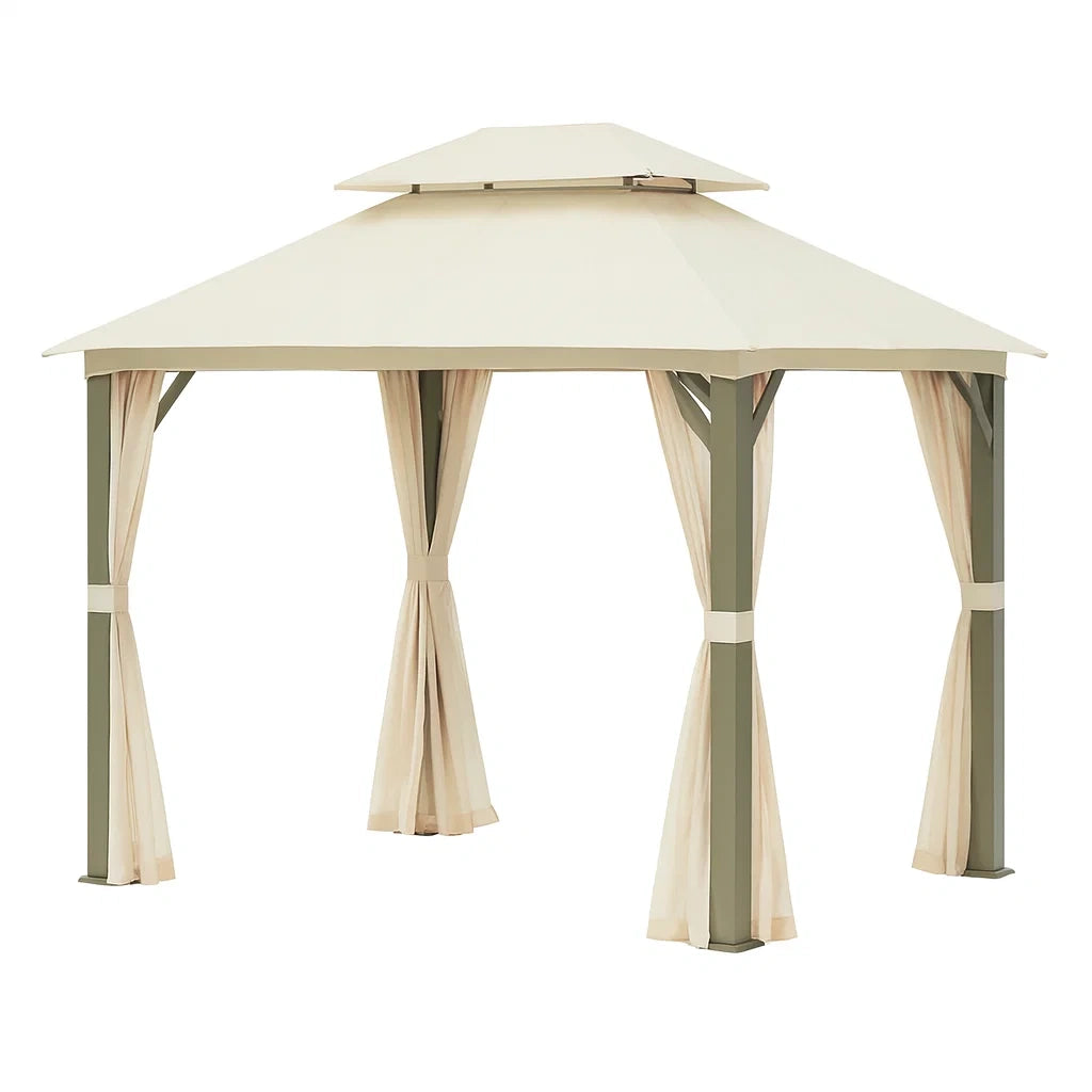 Pavillon mit Aluminiumrahmen und Polyestergewebe Beige 300x300 cm