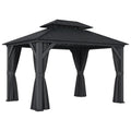 Pavillon mit Stahlrahmen und Doppeldach Dunkelgrau 300cm x 400cm