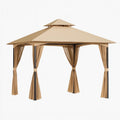 Gartenpavillon 3x3m Beige Polyester Aluminium
