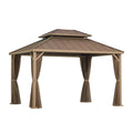 Metall Gartenpavillon mit Vorhängen 3x4m Braun