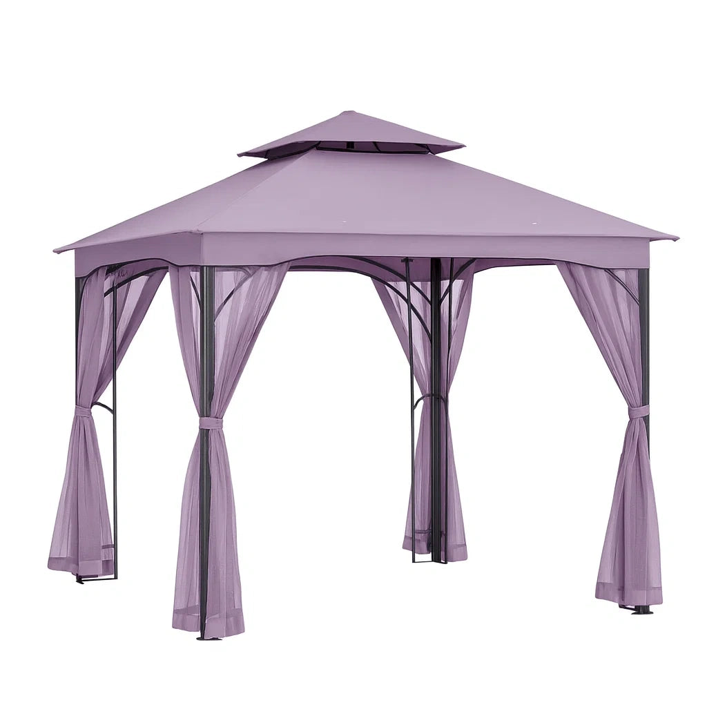 Stahl Gartenpavillon mit Moskitonetz 3x4m Lila