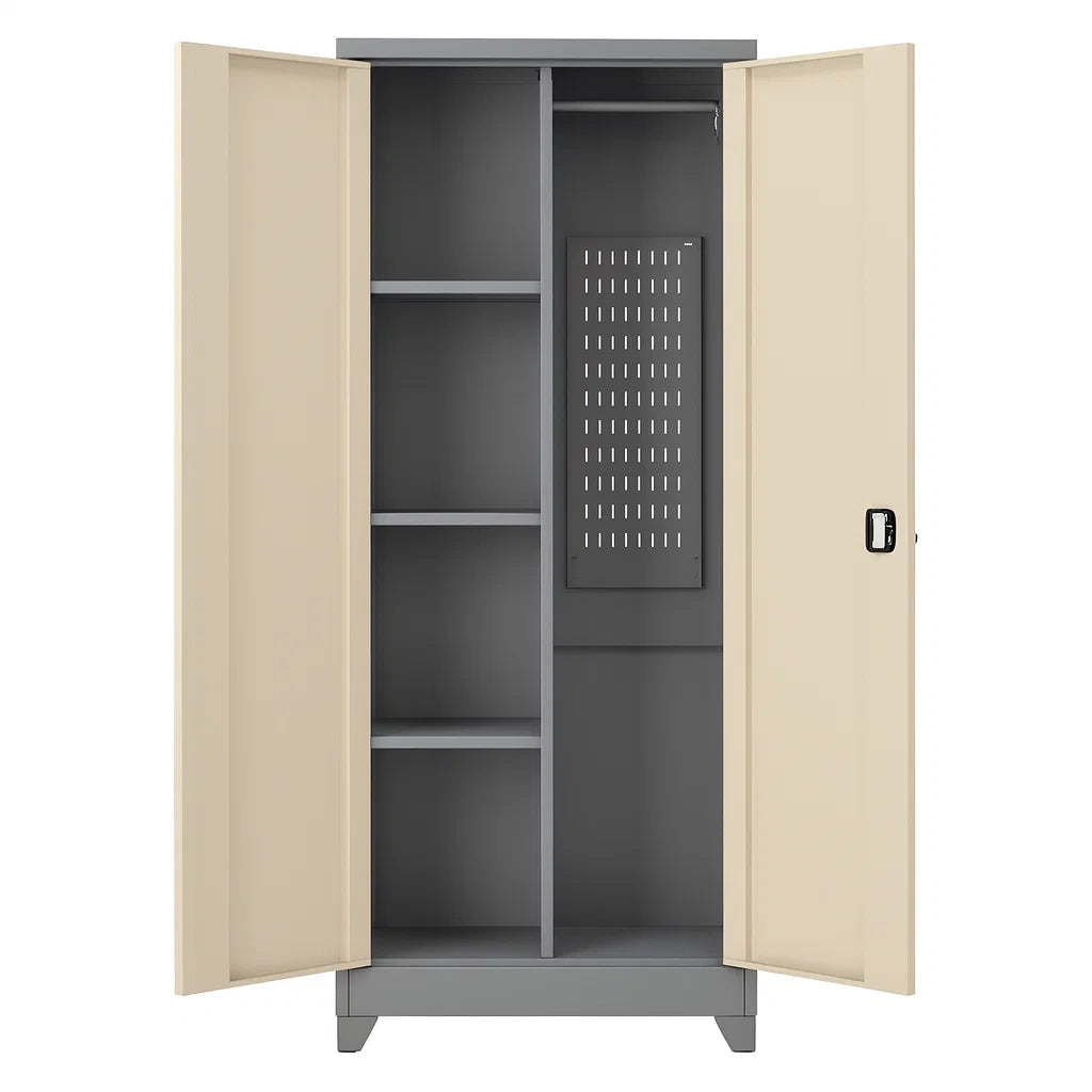 Stahlschrank mit Doppeltür Beige/Grau